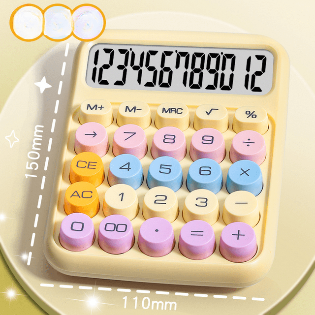 Dopamine Calculator 12 Digits Desktop Calculator Mechanical Keyboard Calculator Portable Mini Calculator for Home School Office Yellow