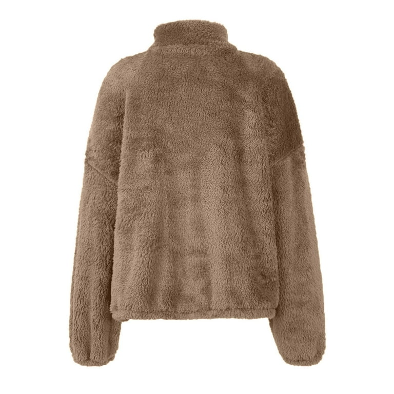 BRDFRL Women Sherpa Pullover Half Zip Fuzzy Fleece Oversized