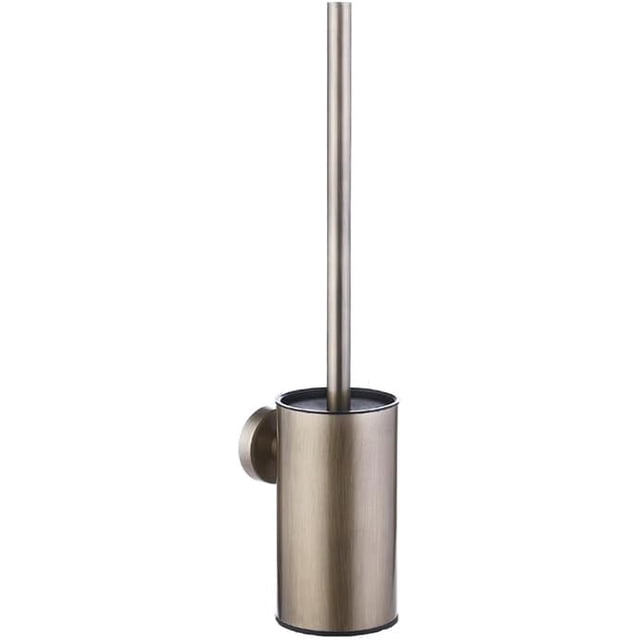 Escobilla y Soporte para Inodoro de Acero Inoxidable, Montado en la Pared, Fácil de Instalar, Mango Largo, Limpiador Resistente para Baño (Bronce)