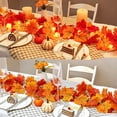 thumbnail image 4 of SPOORYYO Fall Maple Leaf Garland with Pumpkin LED Lights, Artificial Autumn Foliage Hanging Vine, Thanksgiving Halloween Decor for Fireplace Stair Home Wedding Party, Orange, 59", 4 of 6