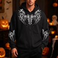 thumbnail image 2 of VeFlora Y2K Graphic Zip Up Hoodie for Men, Long Sleeve Drawstring Oversized Sweatshirt for Daily Wear Party(Black1/L), 2 of 4