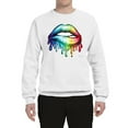 thumbnail image 2 of Wild Bobby, Colorful Neon Rainbow Biting Lips, Pop Culture, Unisex Crewneck Graphic Sweatshirt, White, X-Large, 2 of 3