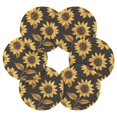 thumbnail image 7 of Yayeee 6 PCS Drink Coasters with Holder Set Woven Absorbent Round Tabletop Hot Pad, Black Sunflower Pattern, 7 of 7