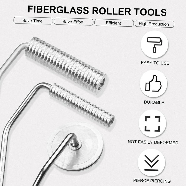 Fiberglass Roller Kit, 4pcs Fiberglass Resin Laminating Bubble Roller Set