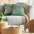 thumbnail image 5 of Ambesonne Tropical Throw Pillow Cover 2 Pack, Scenery of Island Tree, 20", Blue and Fern Green, 5 of 5