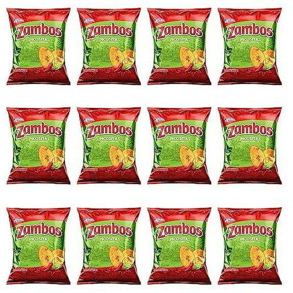 Zambos Plantain Chips: Spicy with Chili,Lime and Salt (Tajaditas de Plátano con Chile   Limón y Sal) Crunchy with spicy taste that many like | Salvajes del Trópico | 5.46 ounces (155grams) 12 pack