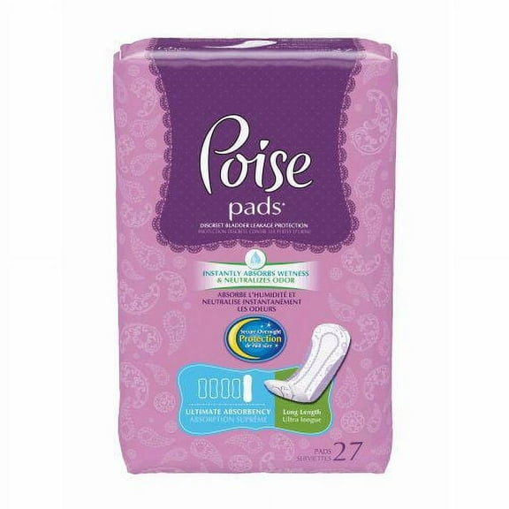 Poise Bladder Control Pads, Female, Heavy Absorbency, 27 Count, 8 Pack