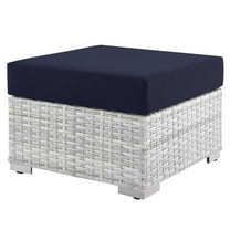 Lounge Chair Ottoman, Rattan, Wicker, Light Grey Gray Blue Navy, Modern Contemporary Urban Design, Outdoor Patio Balcony Cafe Bistro Garden Furniture Hotel Hospitality