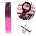 thumbnail image 3 of Benehair 4 Strands Senegalese Twist Braids Ponytail Bright Pigtail Hair Extensions Dreadlocks Kanekalon Crochet Braids for Women 16" Ombre Rose, 3 of 6