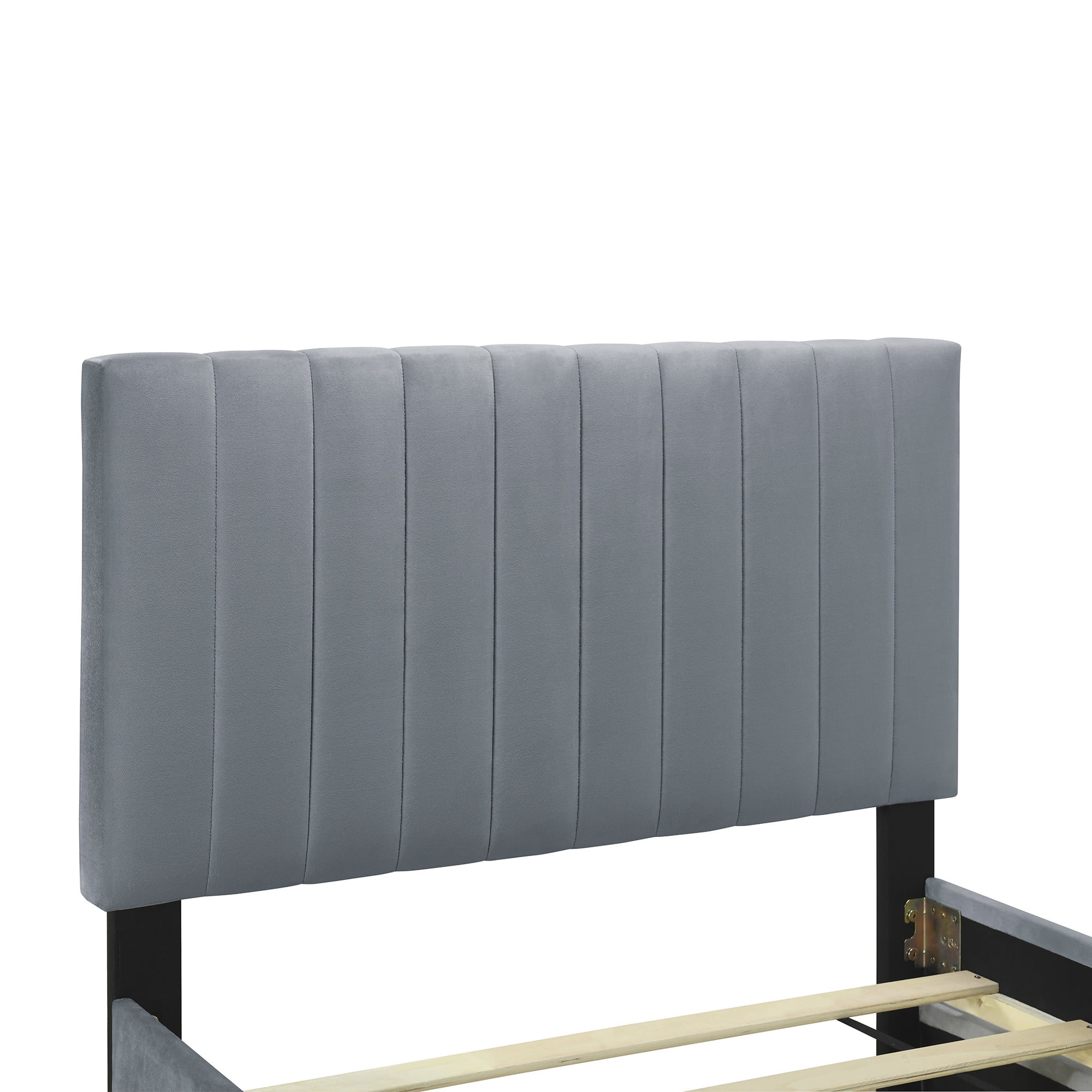 Lit plateforme Noble House en velours gris avec lit gigogne simple, 1 place