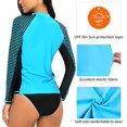 thumbnail image 6 of Charmo Women's Long Sleeve Rash Guard UPF 50+ Sun Protection Swimsuit Top Striped Swim Shirts for Swimming, Hiking, Surfing, 6 of 6
