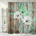 thumbnail image 5 of Farmhouse Flower Floral Shower Curtain, Rustic Green Daisy Shower Curtain Set, Country Green Wild Garden Plant Fabric Shower Curtain with Hooks, Brown Wooden Board Bathroom Curtain, 72X84inch, 5 of 5