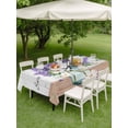thumbnail image 4 of Outdoor Tablecloth with Umbrella Hole for Patio/Picnic/Party/Camping, Purple Lavender Waterproof Table Cloth Rectangle Table Cover Washable, Spring Floral Daisy Butterfly Leaves Gray (60"x 120"), 4 of 8