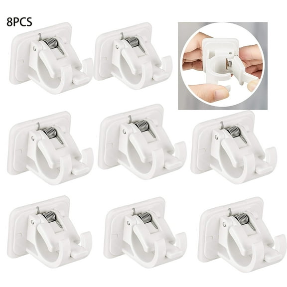 No Drill Curtain Rod Hooks Self Adhesive Curtain Rod Hooks for Home Bathroom(White,8Pcs )