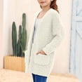 thumbnail image 5 of GiLiling Girls Cardigan Open Front Popcorn Knit Long Sleeve Sweaters Coat Fuzzy Knit Outwear with Pockets Warm Winter Cardigans (White, 13-14 Years), 5 of 6