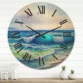 thumbnail image 2 of Designart 'Sunlight Catching A Wave With Seascape' Nautical & Coastal Wood Wall Clock, 2 of 5