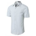 thumbnail image 3 of INSPIRE CHIC Inspired Men's Shirts Point Collar Short Sleeve Polka Dots Button Down Shirt 46 White, 3 of 7