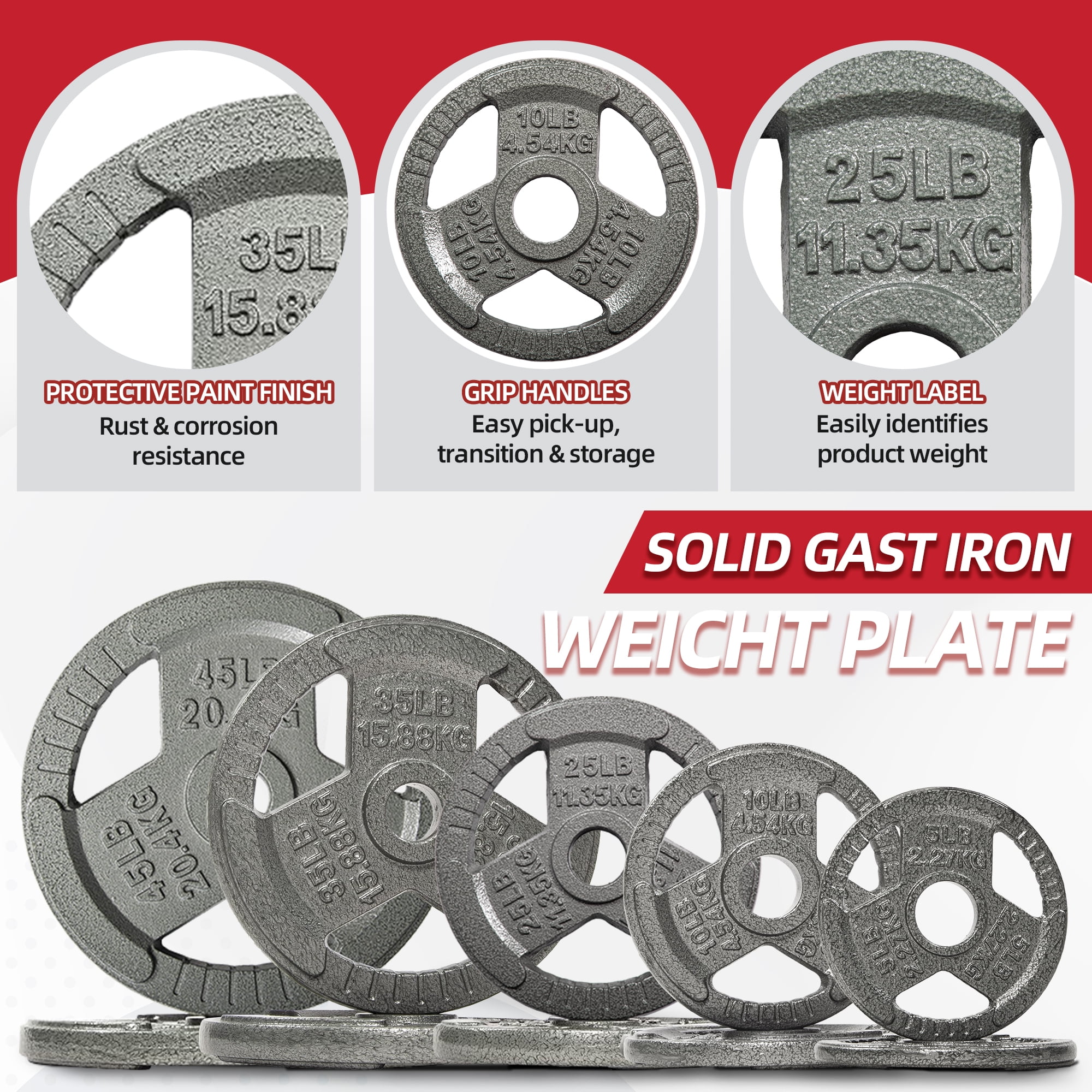 FlexWave Barbell 2-Inch Olympic Bumper Plate Weight Set, 80-240