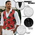 thumbnail image 6 of Yuyamidu Black Cat Men's Formal Suit Vest Fit for Business or Casual Dress Slim Fit Waistcoat with Pockets Xmas Tree Daily Wear Clothing Size 2XL, Red Christmas, 6 of 7