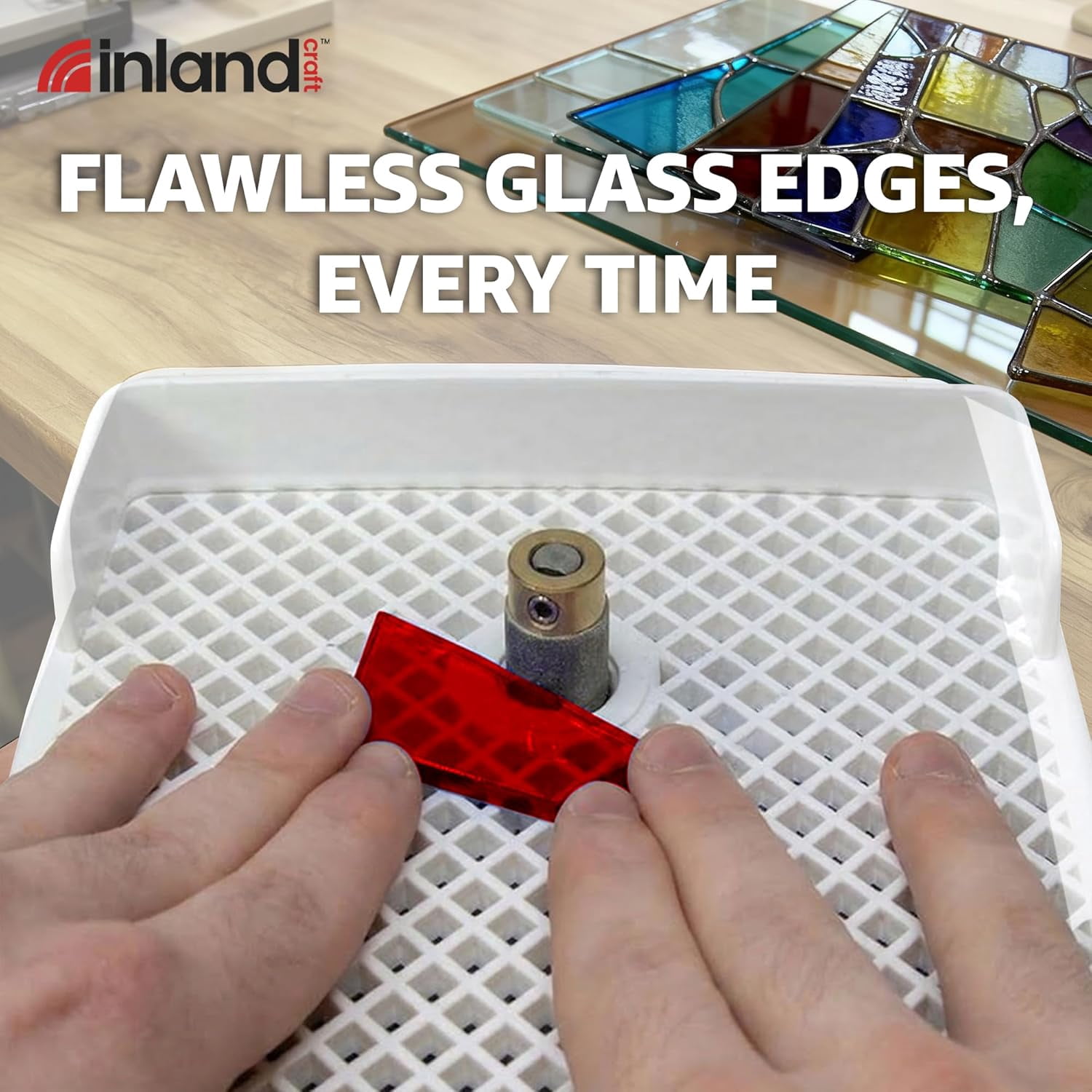 Inland Craft Wiz Mini Glass Grinder | Stained Glass Grinding Shaping Machine | Includes 5/8" Diamond Grinding Bit