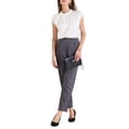 thumbnail image 2 of INSPIRE CHIC Women's Elegant Satin Cap Sleeve Pleated Neck Blouse for Casual Office Wear XL White, 2 of 6