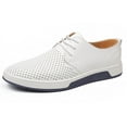 thumbnail image 2 of Santimon Breathable Leather Shoes Men Casual Shoes Non-Slip Sneakers White 10.5 US, 2 of 7