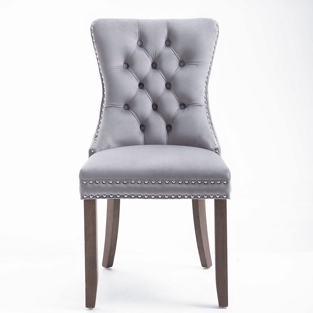 Kepooman 2Pcs Upholstered Tufted Armless Dining Chairs with High Back, Grey