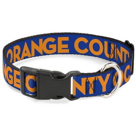 Buckle-Down Pet Collar Dog Collar Plastic Buckle Orange County Wave Icon Blue Orange 16 to 23 Inches 1.5 Inch Wide