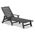 thumbnail image 3 of FUNDAZE Adjustable Wheeled HDPE Plastic Outdoor Patio Lounge Chair W/ Cup Holder,78.3"x25.1"x16.3", Gray, 3 of 9