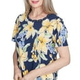 thumbnail image 4 of Alfred Dunner Womens Petite Navy Floral Braided Crew Neck Top, 4 of 4