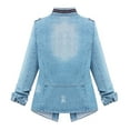 thumbnail image 4 of Fulijie Plus Size Casual Womens Ladies Denim Oversize Jeans Chain Jacket Pocket Coat White, 4 of 4