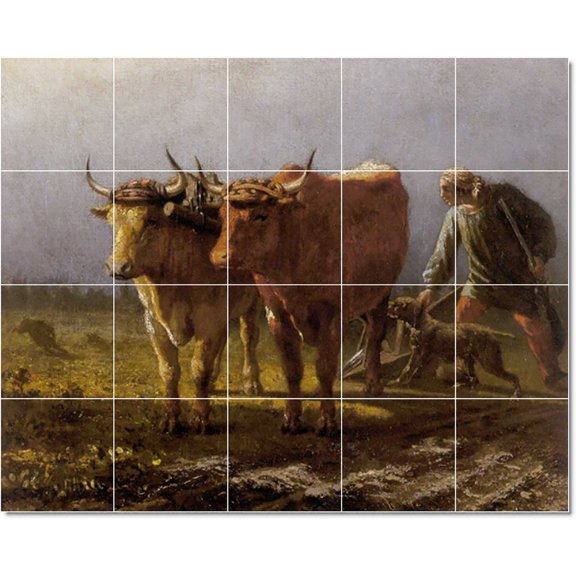 Ceramic Tile Mural-Anthony Troncet Animals Painting 13. 21.25" w x 17" h using (20) 4.25 x 4.25 ceramic tiles