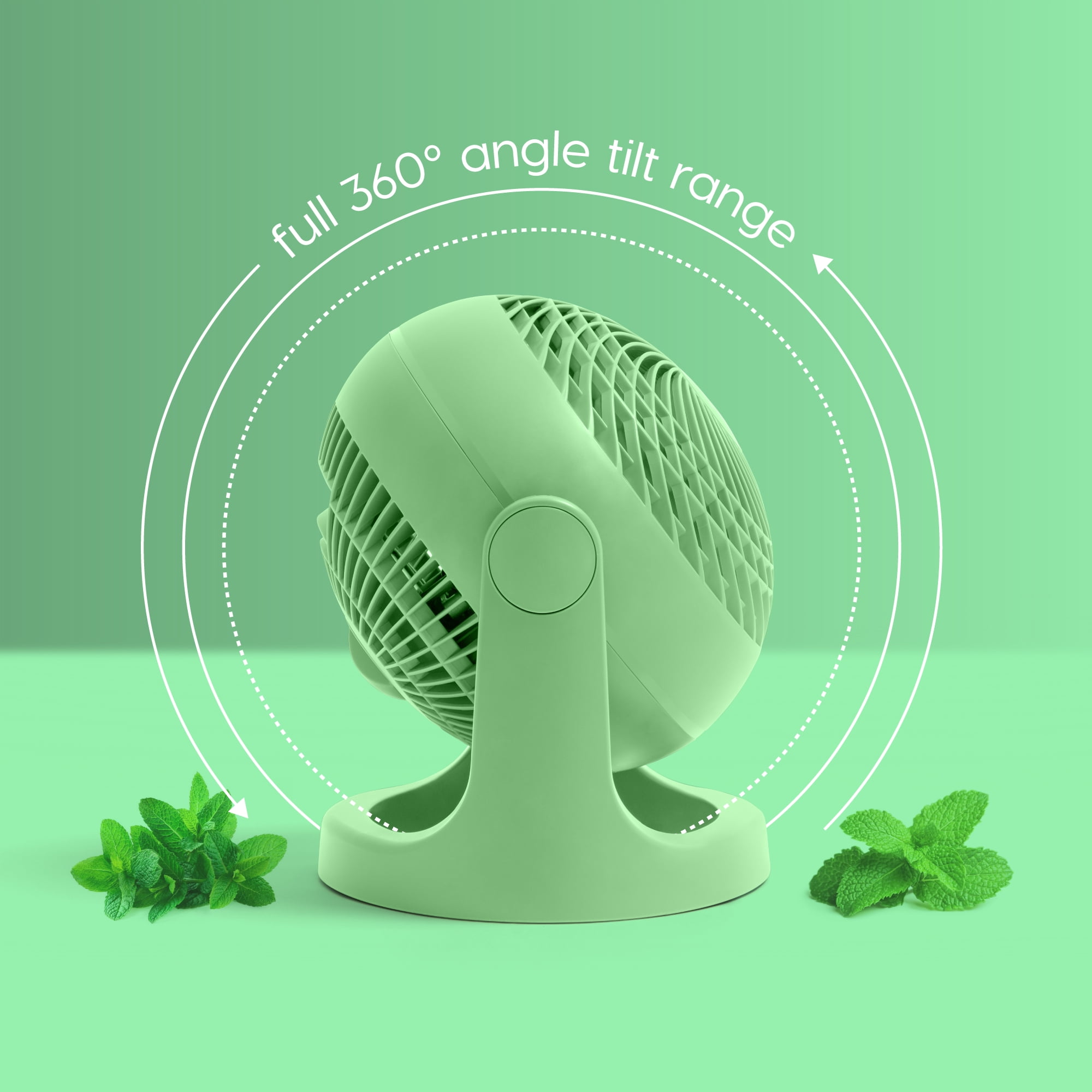 IRIS 2 Pack WOOZOO Circulator Fan, Table Air Circulator, Desk Fan, 3 Speeds, 52ft Max Air Distance, 11.5 Inches, 360° Adjustable, Low Noise, Green