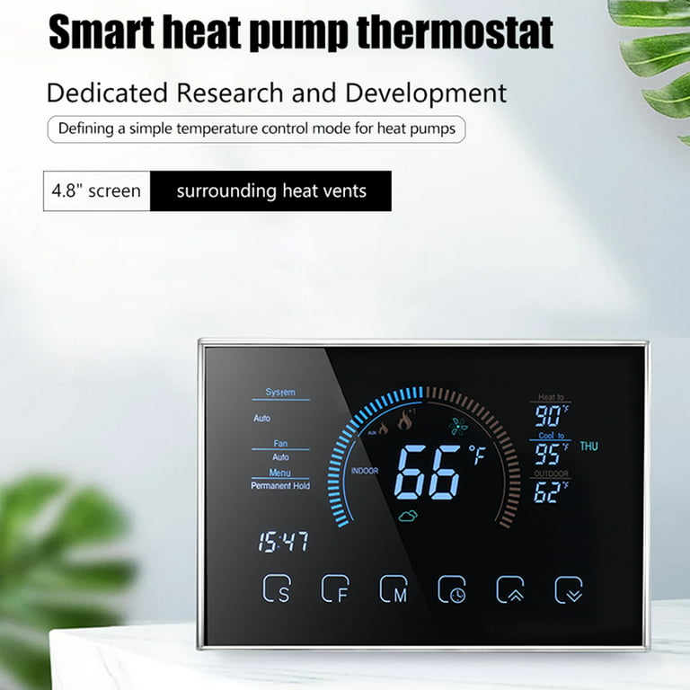 Anself SmartLife Heat Pump Room Thermostat with Color LCD Screen  Programmable Control for Home Office Hotel Thermostat 
