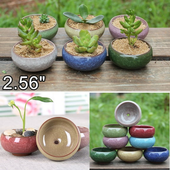Walbest Small Ceramic Succulent Pot with Drainage Hole, Mini Delicate Pot for Plants, Tiny Porcelain Planter, Air Plant Flower Pot Cactus Faux Plants Container, Home and Office Decor, 1pc