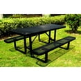 thumbnail image 2 of 72" Expanded Metal Picnic Table Black | Umbrella Hole for Garden Shade | Steel Frame with Galvanized Legs | Simple Assembly in 15 Minutes, 2 of 4