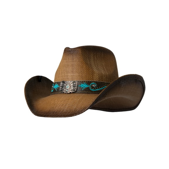 Western Cowboy Hat For Men Women, Rustic Mettalic Butterfly Band
