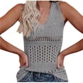 thumbnail image 2 of Womens Summer Knit Sweater Tank Tops Round Neck Hollow out Sleeveless Casual Fitting Beach Travel Shirts Tops, 2 of 5