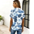 thumbnail image 4 of Hawaiian Shirts for Women Short Sleeve Tropical Button Down Summer Beach Aloha Shirt Dressy Casual Floral Printed Outfits, 4 of 5