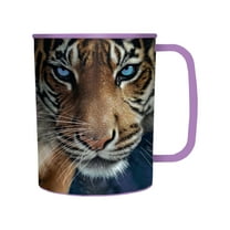 3D LiveLife Drinking Cup - Blue Eyes Tiger 300ml Lenticular Plastic Cup by Deluxebase