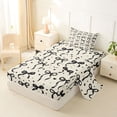 thumbnail image 2 of Manfei Girly Bowknot Twin Sheet Sets For Kids,Black Ribbon Bow Print Bedding For Girls,3 Pieces, 2 of 6