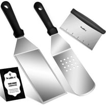 Walfos Griddle Spatula Set - Stainless Steel Hamburger Turner and Griddle Scraper, Heavy Duty Metal Spatula for Men, Perfect for Barbecue, Flat Top Cooking Camping