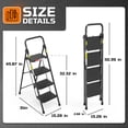 thumbnail image 3 of ASoopher 4 Step Ladder with Anti-Slip Pedal, Sturdy Steel Ladder, Black, 3 of 10