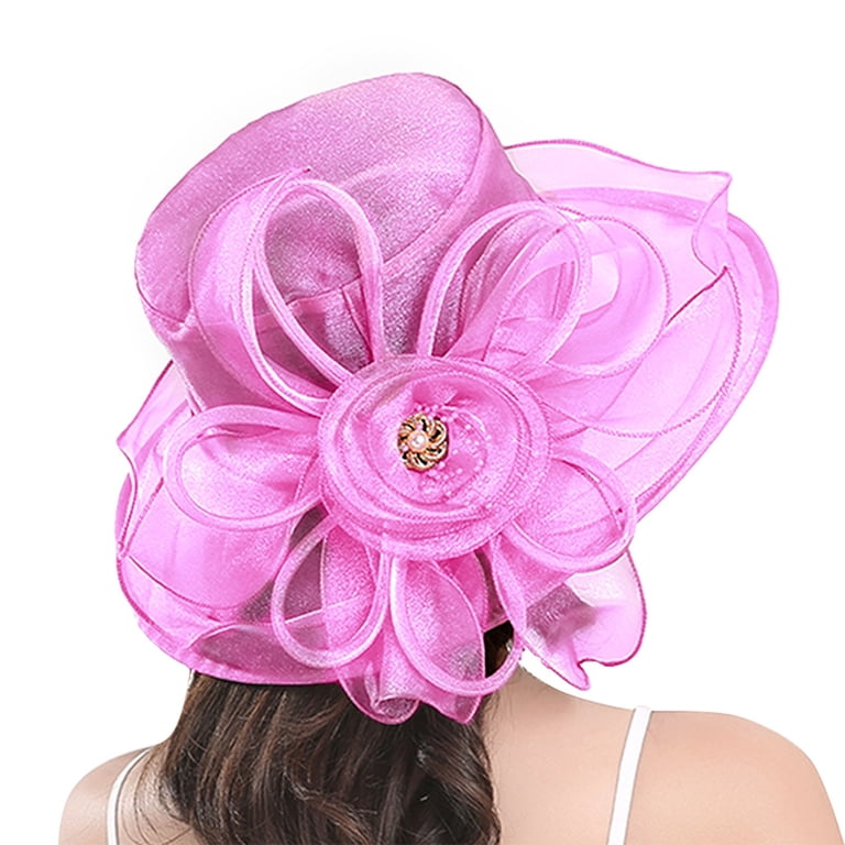 Sheer Fabric Flower Sun Hat | Elegant Wide Brim Hat for  display picture 3