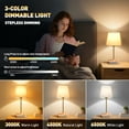 thumbnail image 4 of GPED Bedside Table Lamp for Bedroom, 3 Color Temperatures Cordless Bedside Lamp, 5 Way Dimmable Touch Table Lamp with USB Port, Rechargeable Desk lamp with Fabric Shade for Living Room, 4 of 7