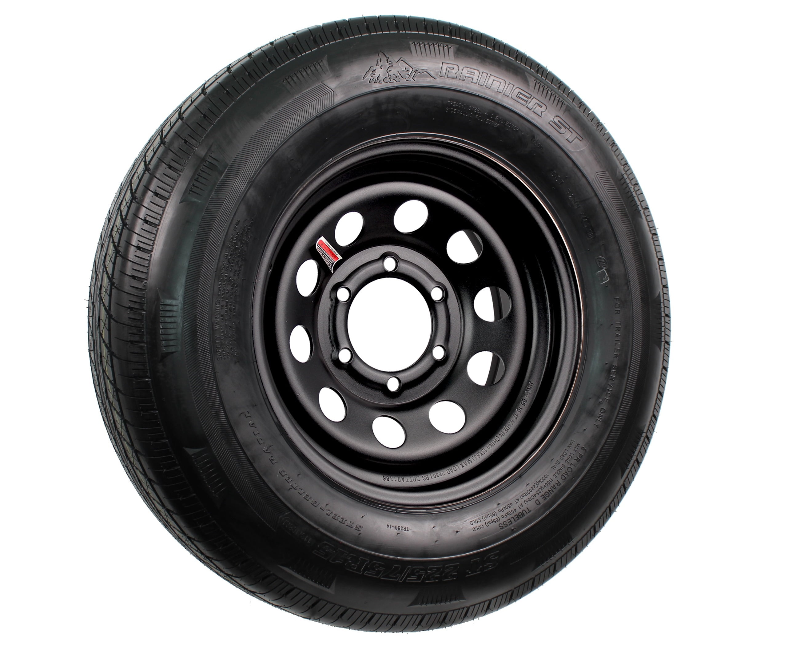 Trailer Tire and Rim Radial ST225/75R15 LRD65PSI 65.5 Black Modular