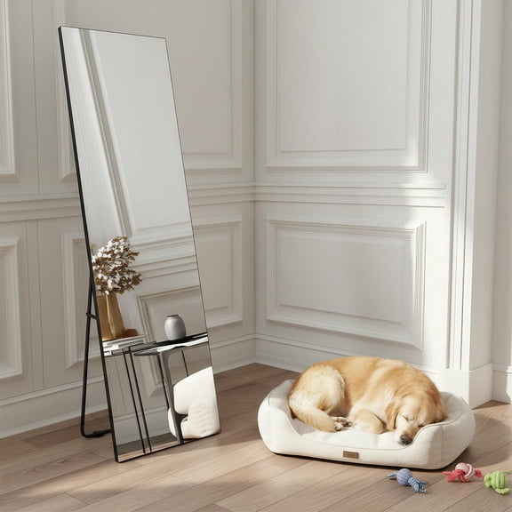 Kadyn 56*18" Rectangle Full-Length Mirror with Black Framed Standing Mirror for Bedroom, Living Room, Dorm, Black