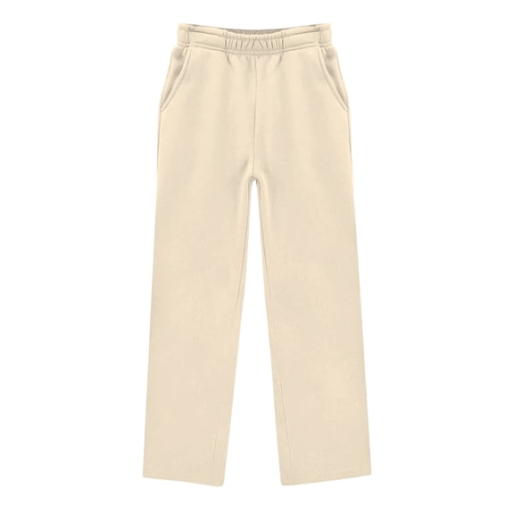 shoper Girls Oversized Wide Leg Sweatpants Kids Baggy Sweat Pants for Girls Drawstring Waist Straight Leg Joggers with Pockets Beige