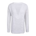 thumbnail image 4 of Suéter de punto de color sólido informal de moda para mujer Suéter suelto de manga larga con cuello en V Fridja  hjk2111, 4 of 4