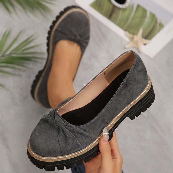Bkhluea Women Knotted Platform Loafer Shoes Slip On Comfortable Footwear For Office Work Daily Casual Outdoor Activities